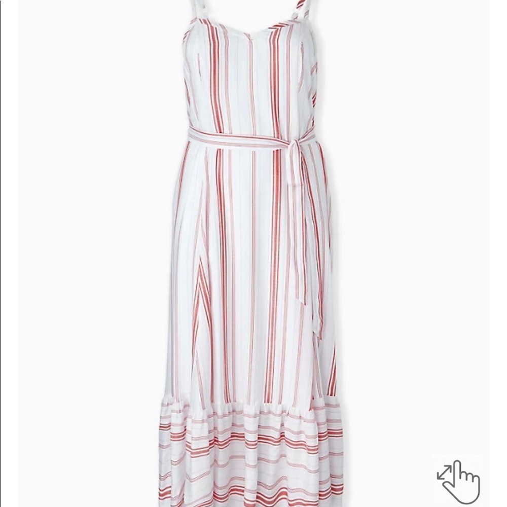 Torrid RED & WHITE STRIPE SHIRRED HEM MAXI DRESS NWT plus size 2 (18/20)